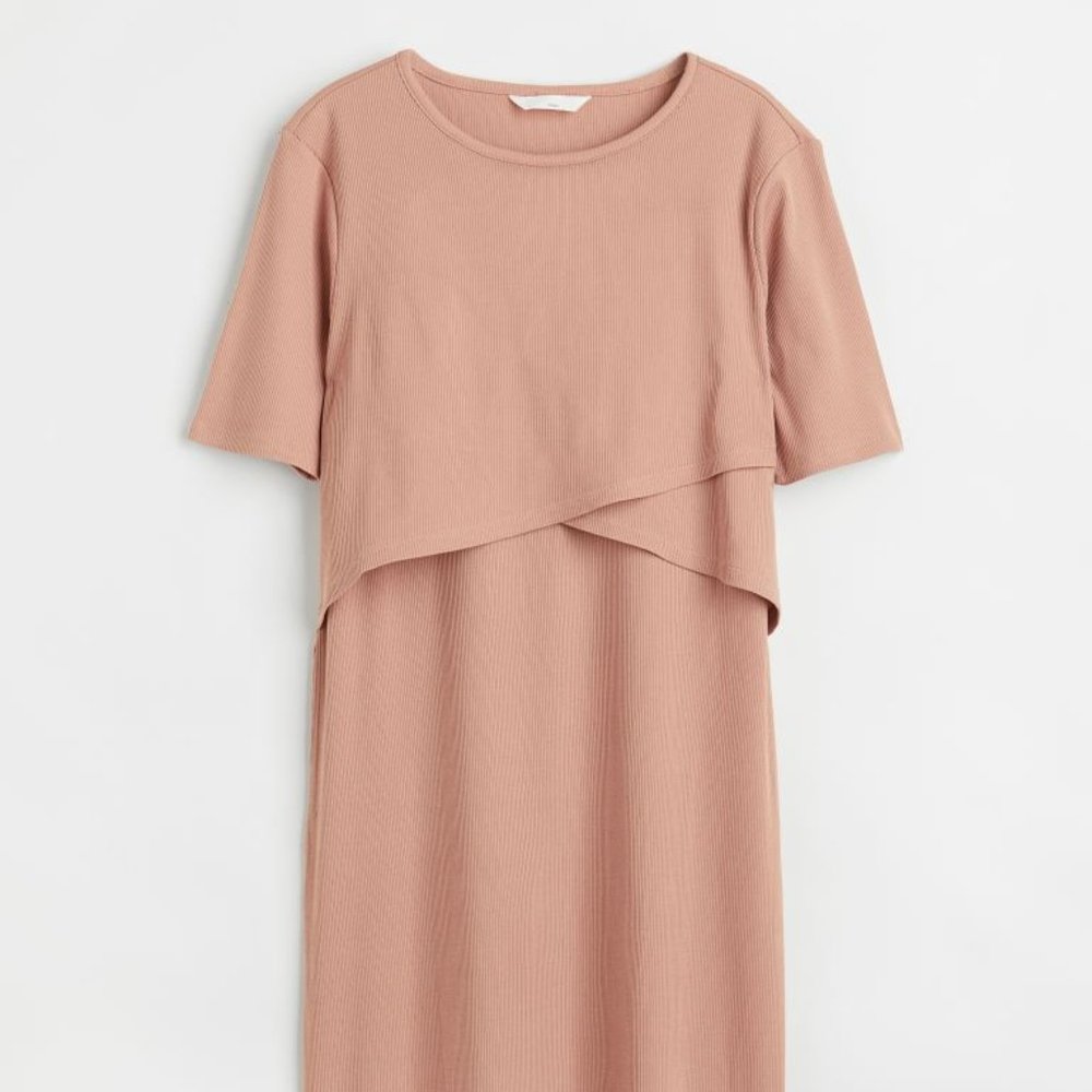 H&M MAMA Ribbed Nursing Dress (S) -- Pink